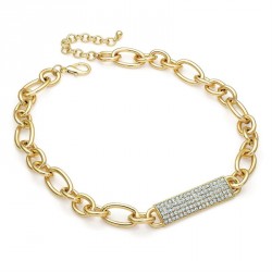 Necklace - Gold colour crystal barrel bar chain necklace....