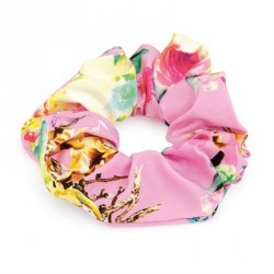 Scrunchie - Pink tone flower print elasticated hair...