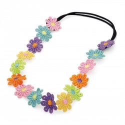 Headband - Multi colour flower design elasticated head...