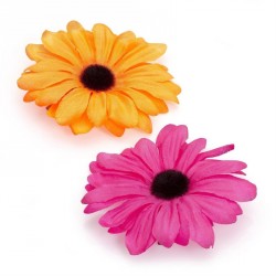 Hair flower set - Two piece neon pink and orange flower...