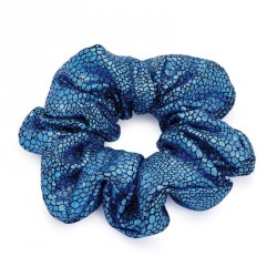 Scrunchie - Blue metallic foil print elasticated hair...
