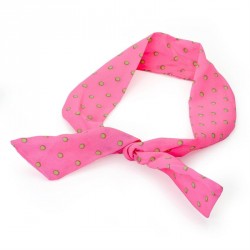 Headband - Bright pink and green polka dot wire head...