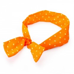 Headband - Neon orange and yellow polka dot wire head...
