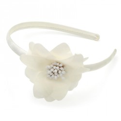Headband - White flower head band. - (HA29415)