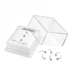 Nose stud set - Three Sterling Silver claw set crystal,...