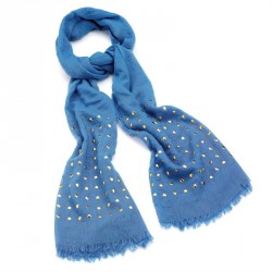 Scarf - Blue and gold colour stud design fashion scarf. -...
