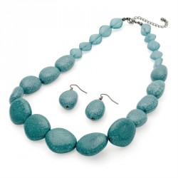 Necklace & Earring set - Two tone turquoise effect bead...