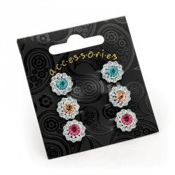 Earring set - Three pairs aqua, rose and peach set of...