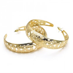 Earring - Shiny gold colour filigree design hoop...
