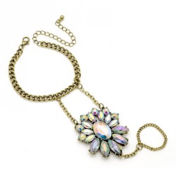 Bracelet - Burnished gold effect AB crystal bead colour...